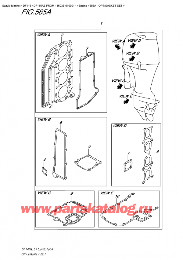  ,   ,  DF115A ZL / ZX   FROM 11503Z-610001~ , Opt:gasket  Set / :  