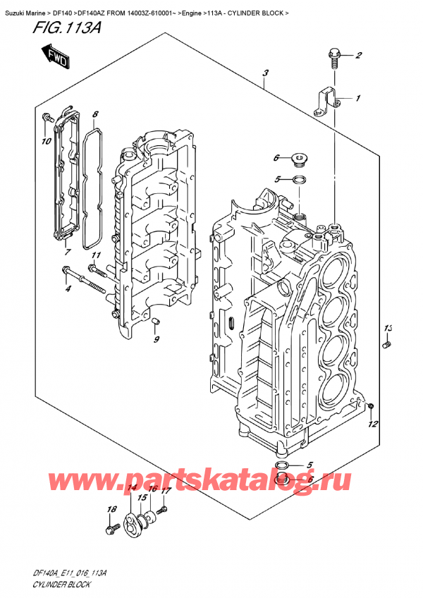  ,   , SUZUKI DF140A ZL / ZX FROM 14003Z-610001~ (E11)  2016 , Cylinder  Block /  