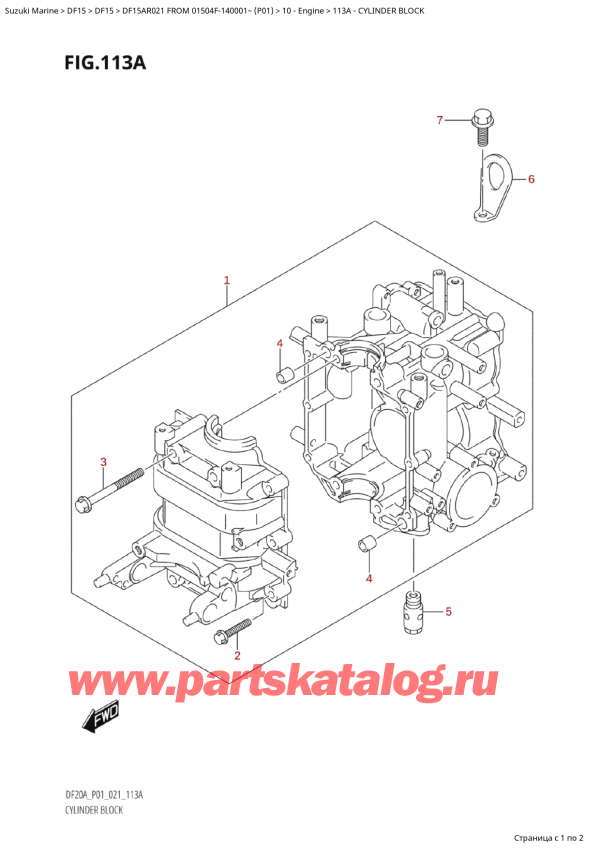 ,    , Suzuki Suzuki DF15A RS / RL FROM 01504F-140001~  (P01 021), Cylinder Block -  