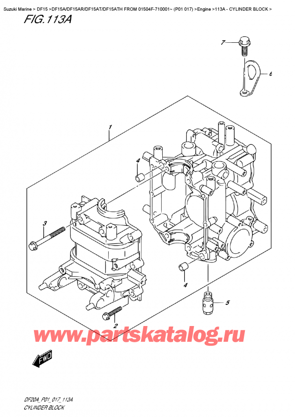  ,   , Suzuki Suzuki DF15A ES / EL FROM 01504F-710001~ (P01 017) , Cylinder  Block -  