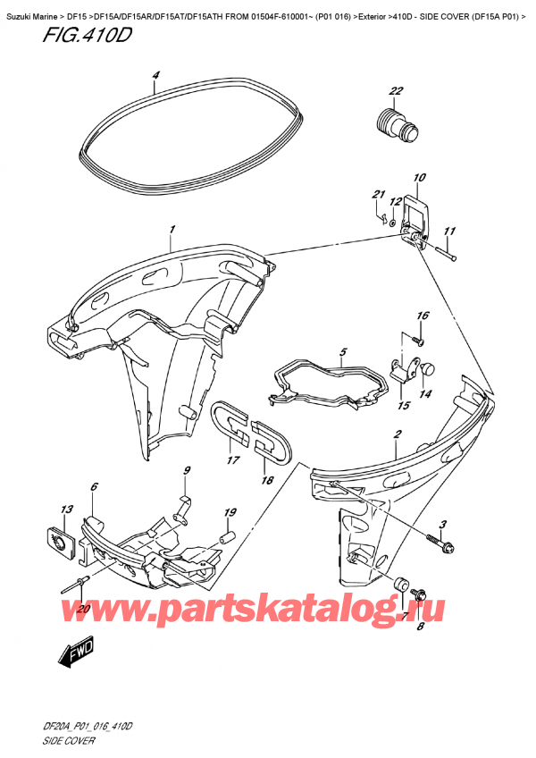  ,   , Suzuki DF15A S/L FROM 01504F-610001~ (P01 016) , Side  Cover  (Df15A  P01)