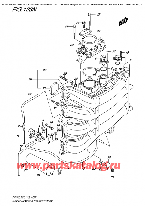  ,   , SUZUKI DF175Z L / X FROM 17502Z-510001~ (E01)  2015 , Intake Manifold/throttle  Body  (Df175Z  E01) /   /   (Df175Z E01)