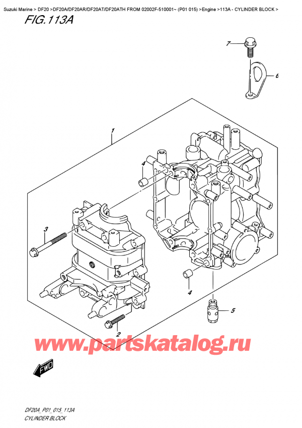   ,   , Suzuki DF20A S / L FROM 02002F-510001~ (P01 015),   - Cylinder  Block
