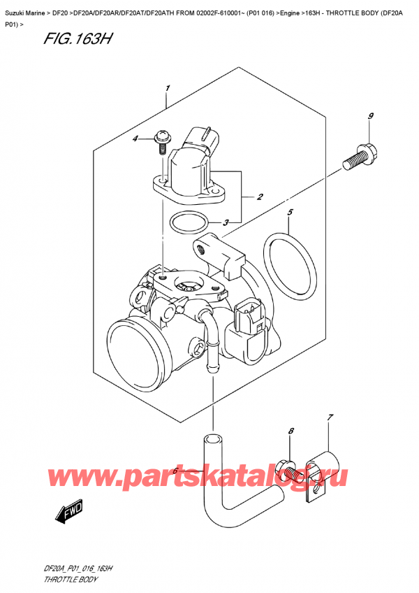  ,   ,  DF20A S/L FROM 02002F-610001~ (P01 016)   2016 , Throttle  Body  (Df20A  P01)