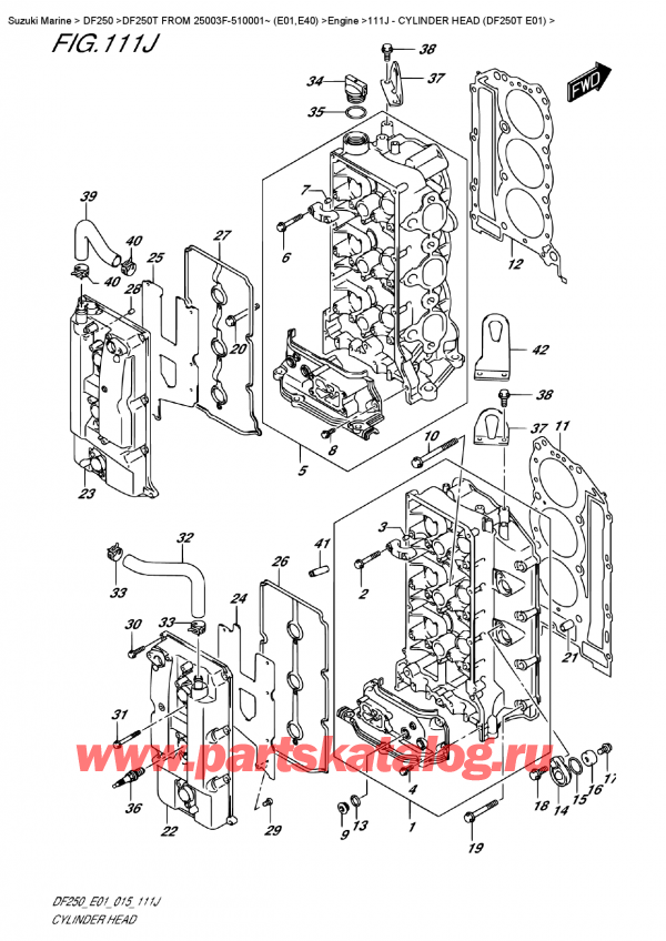   ,   , SUZUKI DF250T X/XX FROM 25003F-510001~ (E01)  2015 , Cylinder Head  (Df250T  E01) -    (Df250T E01)