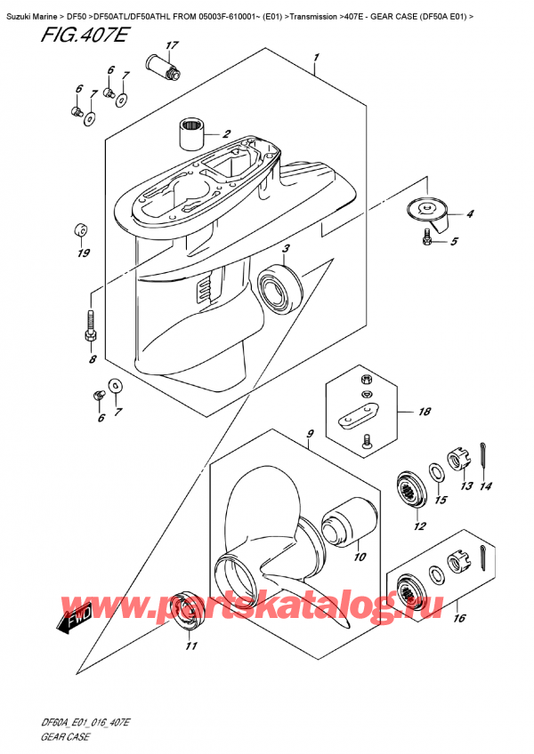 , , Suzuki DF50A TL/TX FROM 05003F-610001~    (E01)  , Gear  Case  (Df50A  E01)