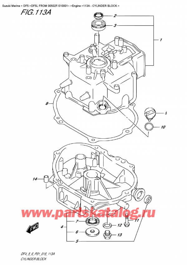  ,  , Suzuki DF5 S-L FROM 00502F-510001~ (P01)  2015 , Cylinder  Block