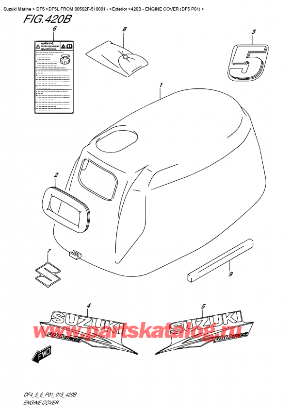   ,   , Suzuki DF5 S-L FROM 00502F-510001~ (P01),   () (Df5 P01) - Engine  Cover  (Df5 P01)