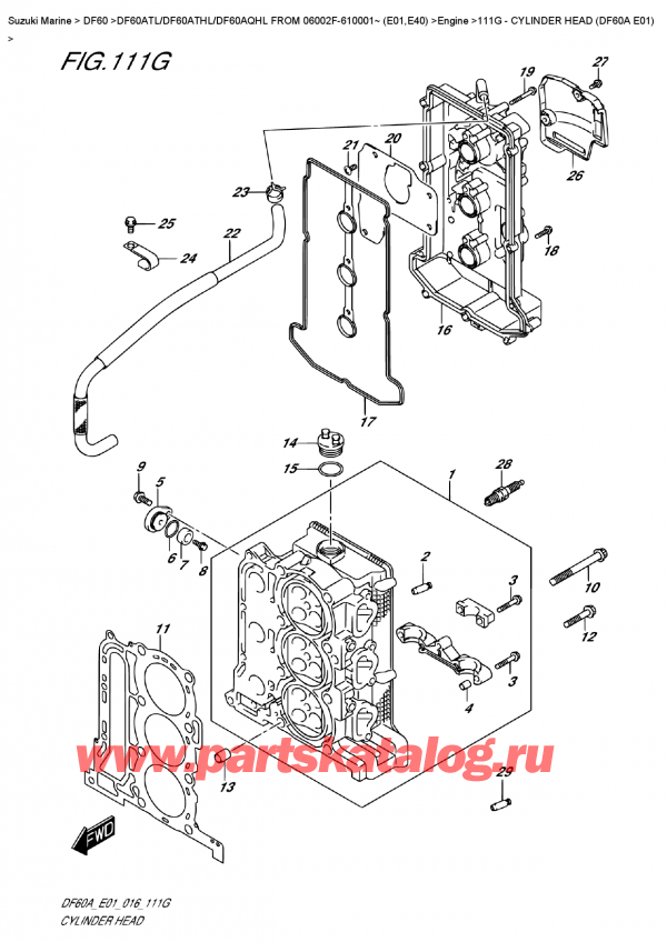  , ,  DF60A TS / TL FROM 06002F-610001~ (E01) , Cylinder  Head  (Df60A  E01)
