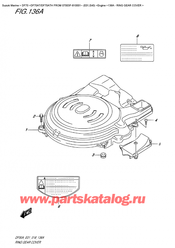  ,  , Suzuki DF70A TL FROM 07003F-810001~ (E01) , Ring  Gear  Cover
