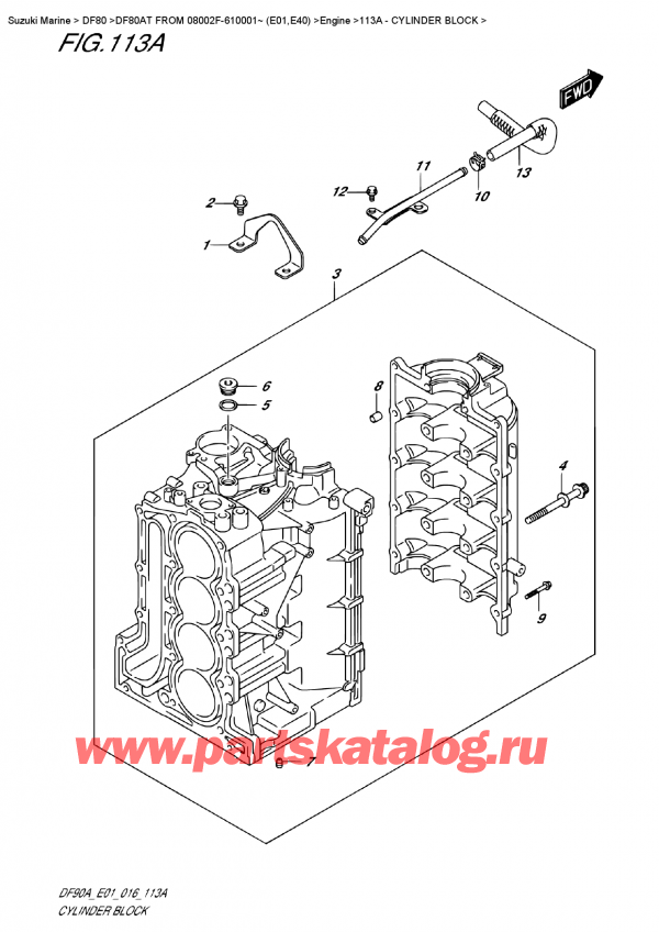  ,   , Suzuki DF80AT FROM 08002F-610001~ (E01,E40) , Cylinder Block -  