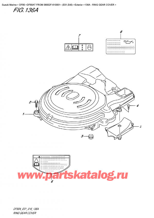  ,   , Suzuki DF80AT FROM 08002F-610001~ (E01,E40) , Ring  Gear Cover /   