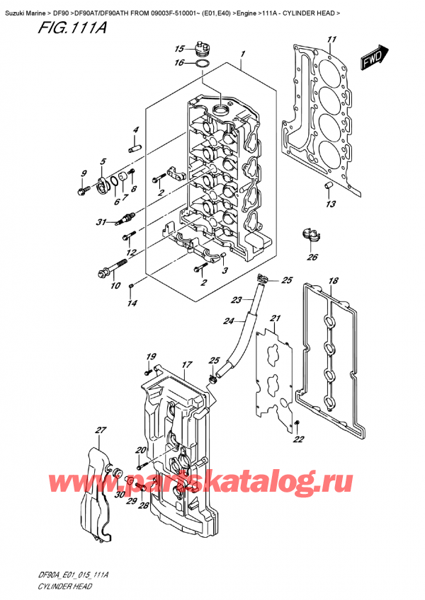  ,   , Suzuki DF90A TL / TX FROM 09003F-510001~ (E01)  2015 ,    - Cylinder  Head