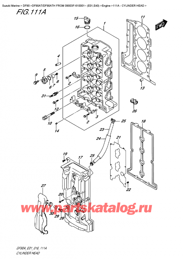  ,   , Suzuki DF90AT/DF90ATH FROM 09003F-610001~ (E01,E40)  ,    / Cylinder Head