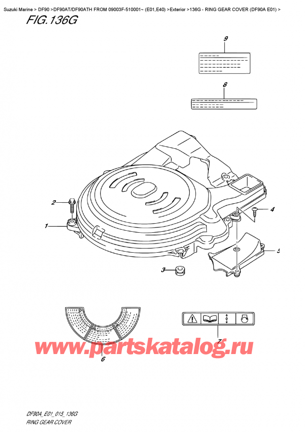  ,    , Suzuki DF90A TL / TX FROM 09003F-510001~ (E01)  2015 ,    (Df90A E01) - Ring  Gear  Cover  (Df90A  E01)