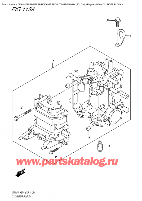 ,   , Suzuki DF9.9 BR S / L FROM 00995F-610001~  (P01  016)  , Cylinder  Block