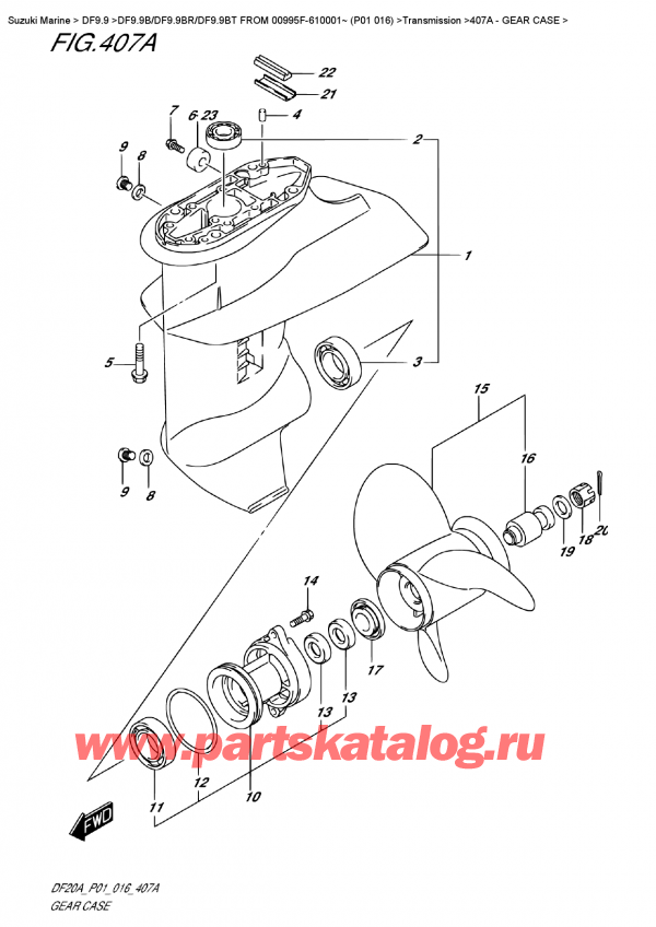   ,   , Suzuki DF9.9 BR S / L FROM 00995F-610001~  (P01  016)  ,    / Gear  Case