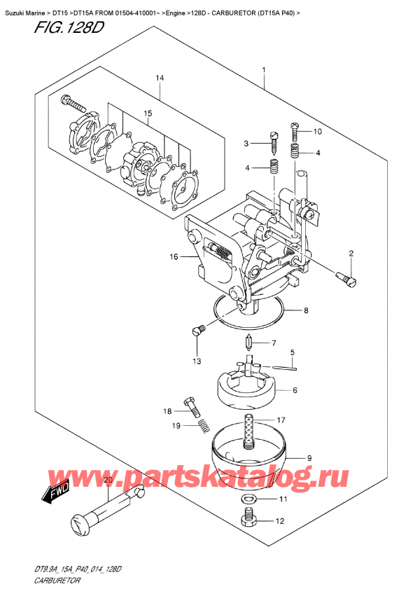  ,  , Suzuki DT15A FROM 01504-410001~  2014 , Carburetor  (Dt15A P40) /  (Dt15A P40)