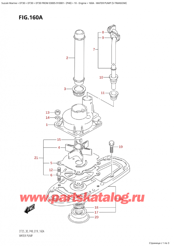   ,   , Suzuki Suzuki DT30E S / L FROM 03005-910001~ (P40 019)   2019 , Water Pump (STransom) /   (STransom)