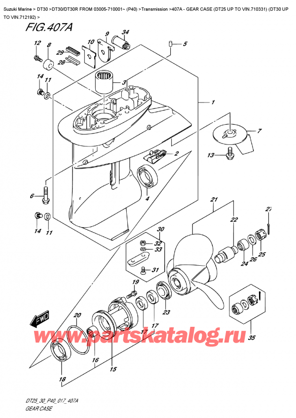  ,   , Suzuki DT30E S/L FROM 03005-710001~ (P40)  2017 ,    (Dt25  To Vin.710331) (Dt30  To Vin.712192) - Gear Case  (Dt25  Up  To  Vin.710331)  (Dt30  Up  To  Vin.712192)