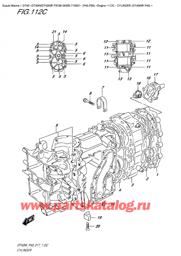 ,   , Suzuki DT40W RS / RL FROM 04005-710001~ (P40)  2017 , Cylinder  (Dt40Wr  P40)
