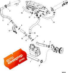 Cooling System, Raw Water, Starboard (sn 1a380209 & Below) ( System, Raw Water, Starboard (sn 1a380209 & ))