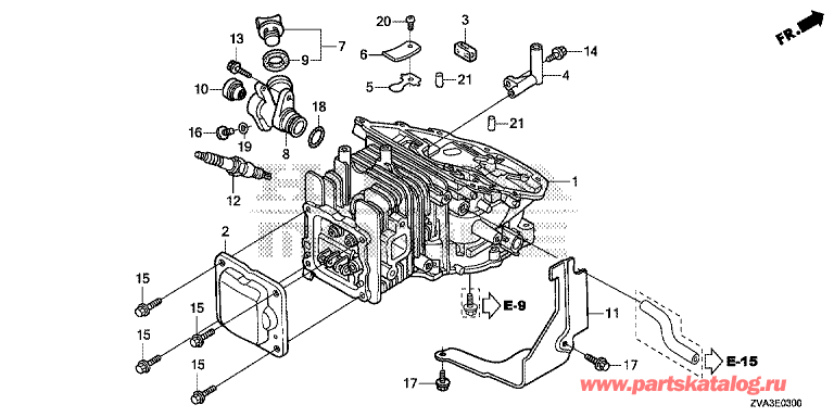Двигатель Хонда BF2.3DH - E-03 Cylinder Head / E-03 Гильза Цилиндра