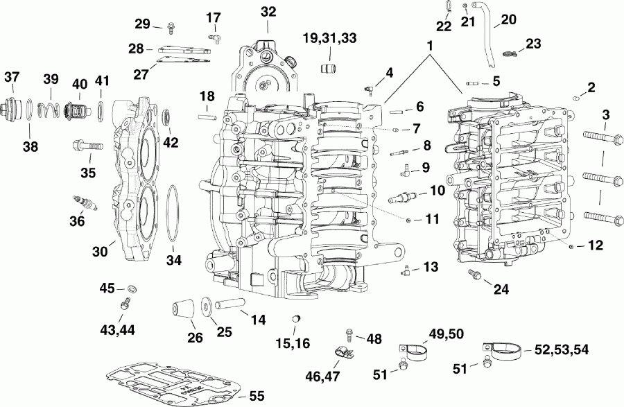  Evinrude E115DPLSCR  - linder & Crankcase