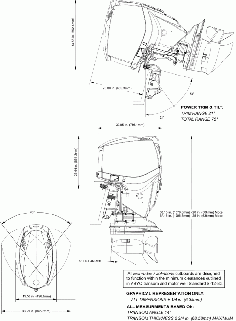   Evinrude E150DBXSCF  - ofile Drawing