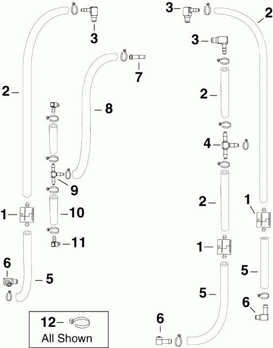   EVINRUDE E150DCXSCR  - l Recirculation Hoses / l Recirculation s