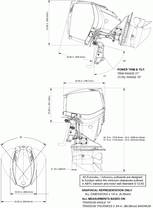    EVINRUDE E150DHLSCR  - ofile Drawing