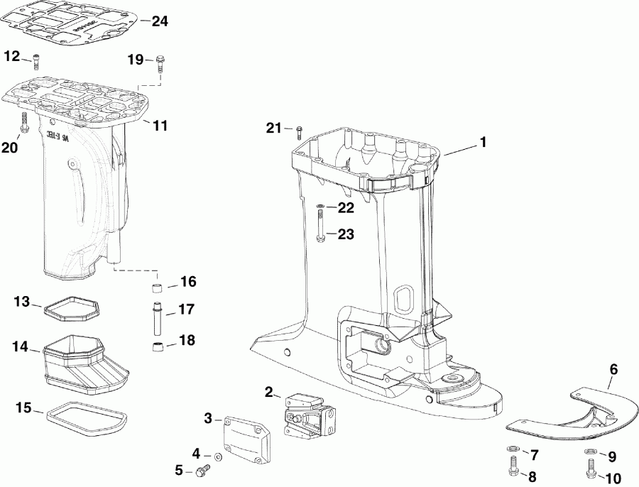   Evinrude E150DPXSCR  - haust Housing / haust 