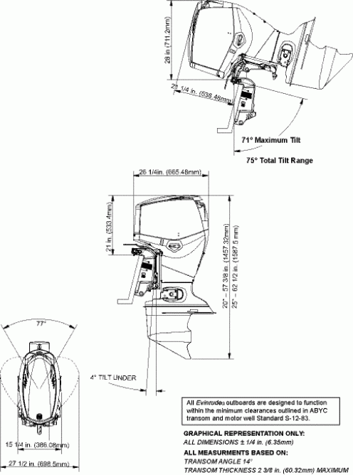  Evinrude E75DSLSCS  - ofile Drawing / ofile Drawing