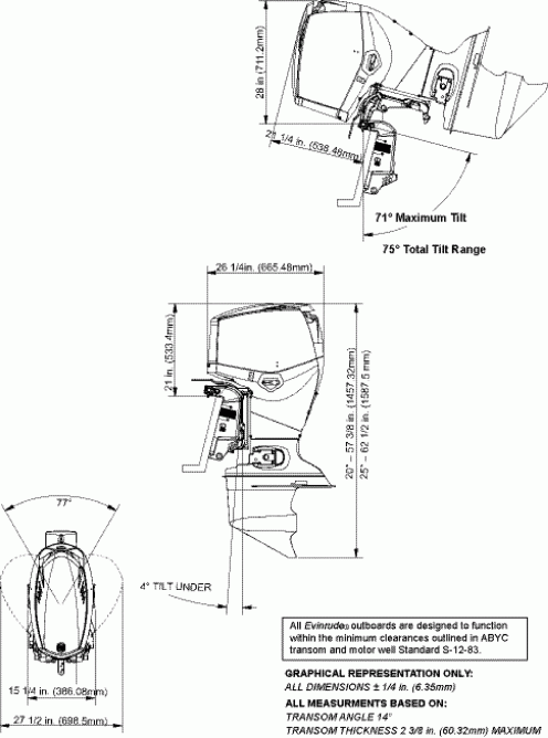  Evinrude E90DPLSCB  - ofile Drawing / ofile Drawing