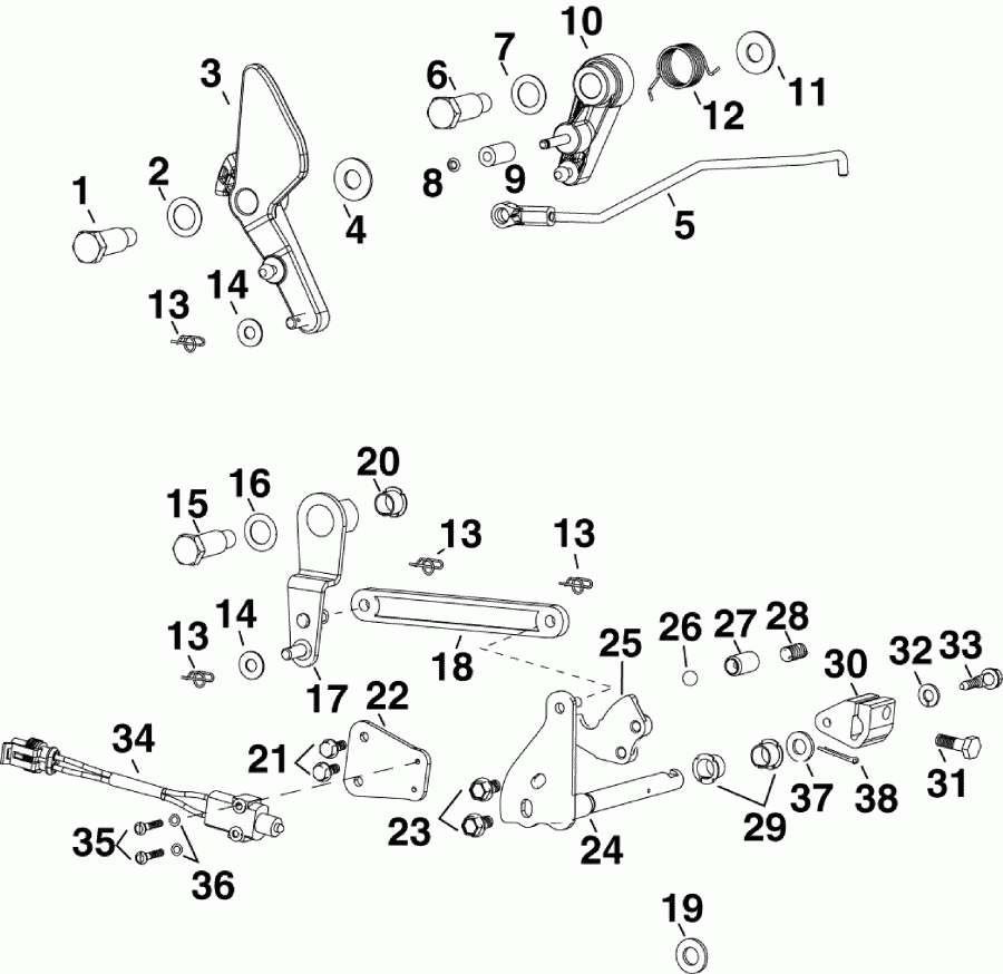   EVINRUDE E40DGTLAGB  - throttle & Shift Linkage /  &  