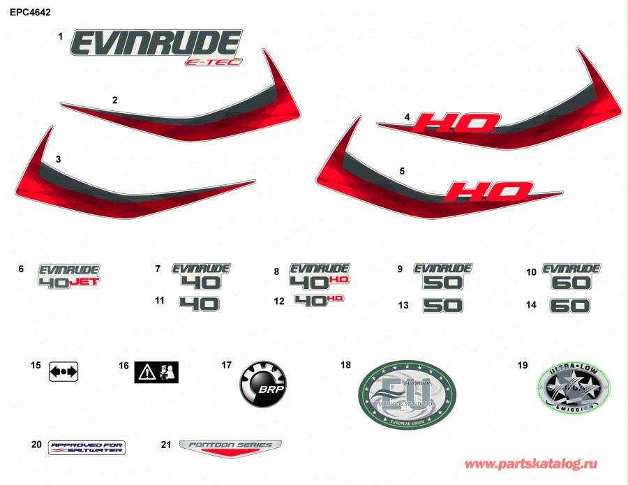    Evinrude E40DPGLAGA  - decals / 