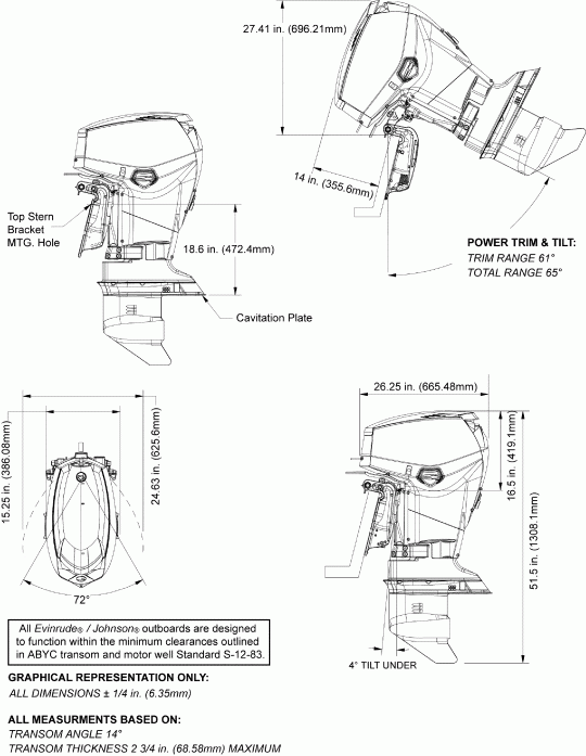  Evinrude E40DPGLAGB  -   (dp, Ds, Dt) - profile Drawing (dp, Ds, Dt)