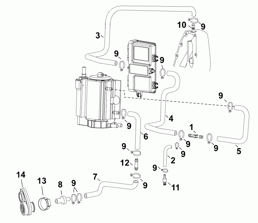  EVINRUDE E40DPJLAGC  - cooling Hoses / ������ ����������