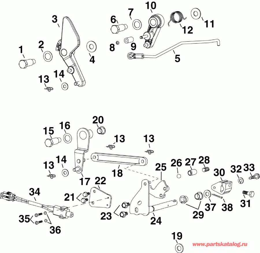  Evinrude E40DTLAGA  - throttle & Shift Linkage /  &  