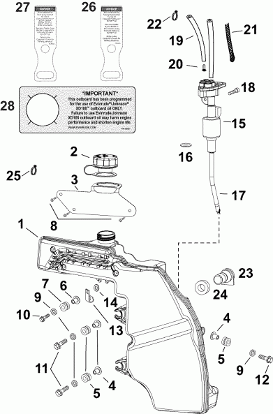  EVINRUDE E50DPGLAGB  - oil Tank & Pump