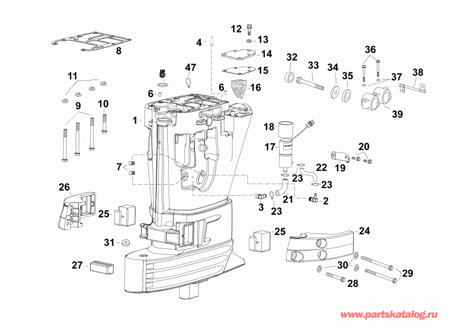   EVINRUDE E50DSLAGB  - exhaust Housing -  