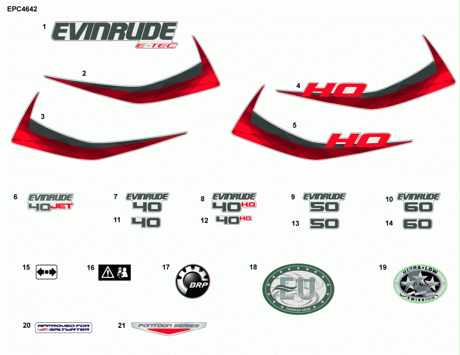   EVINRUDE E60DPGLAGC  -  - decals