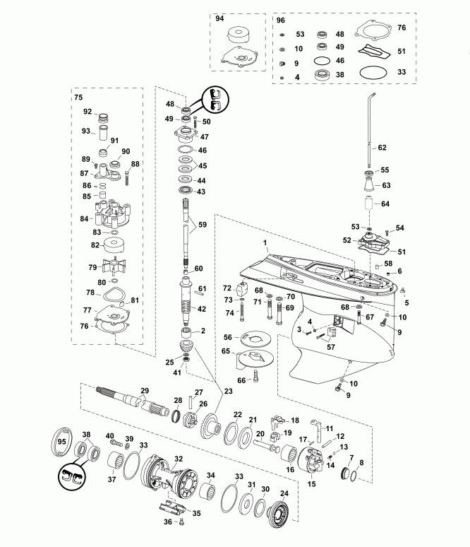   Evinrude DE225PXAAA  - , M2-type / gearcase, M2-type