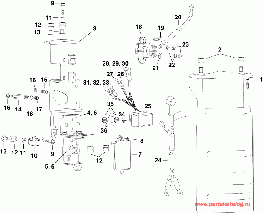    Evinrude DE300CXAAB  -   & Components - electrical Bracket & Components