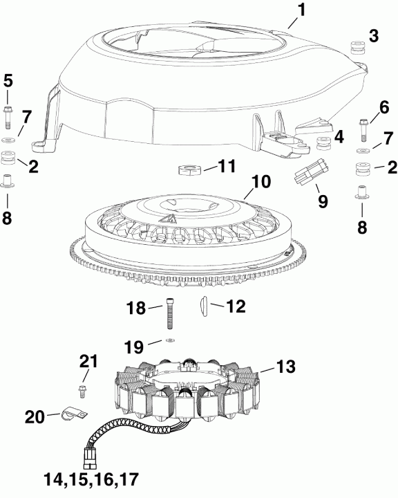 �������� ����� ������� DE300PZAAD  - flywheel & Stator