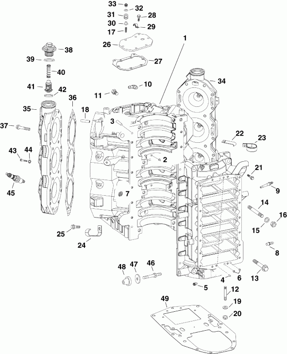   Evinrude E225DHLAAC  - cylinder & Crankcase