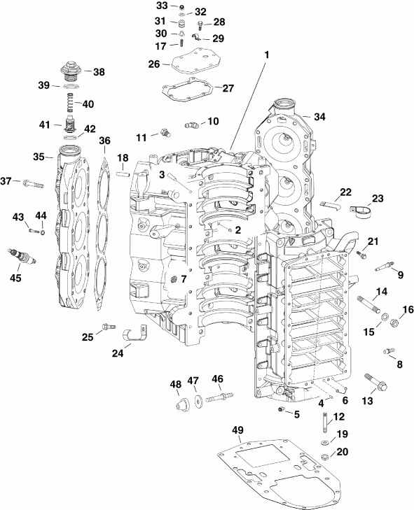   EVINRUDE E225DHXAAA  -  &   - cylinder & Crankcase