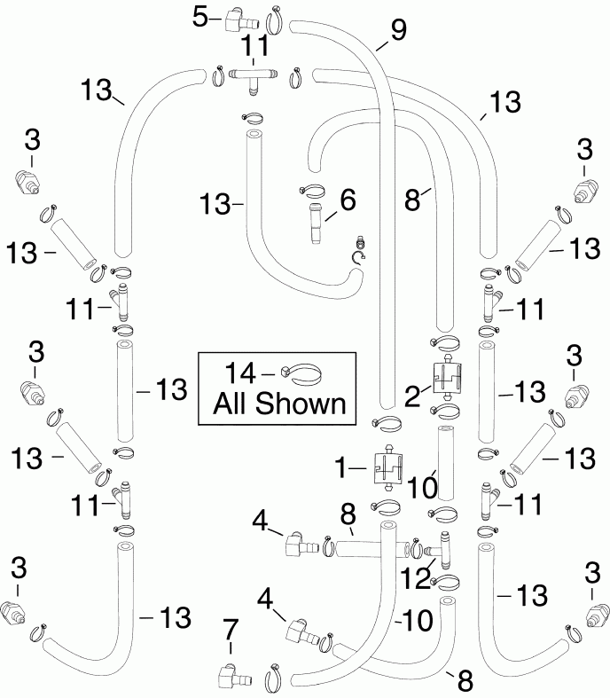 ����� Evinrude E225DPXAAB  - oil Recirculation System / C������ ������������ �����