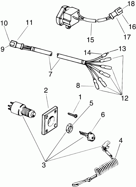   EVINRUDE B10EGL4ABA  - ignition Switch Kit, Single Bezel - Systemcheck