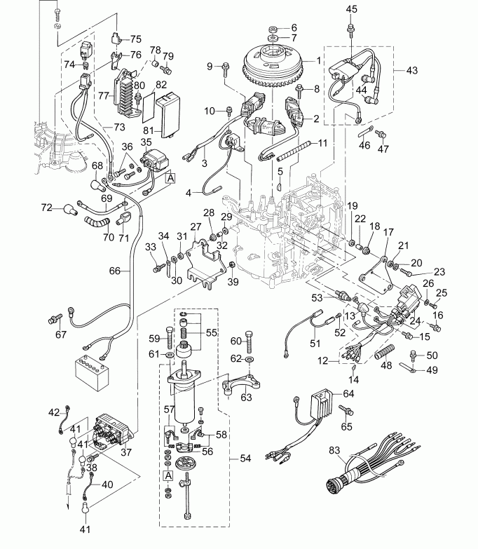 ����� Evinrude B10RGL4ABA  - ��������� System / electrical System